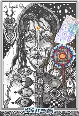 Gordijnen Alchemistische en esoterische tekeningen en manuscripten met collages, formules en tarotkaarten © Rosario Rizzo
