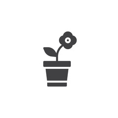 Flower in pot vector icon. filled flat sign for mobile concept and web design. Home plant simple solid icon. Symbol, logo illustration. Pixel perfect vector graphics