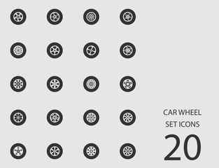 Car wheel set of flat icons. Vector illustration