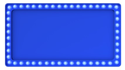Blue Marquee light board sign retro on white background. 3d rendering