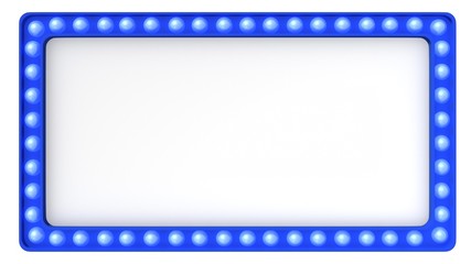 Blue Marquee light board sign retro on white background. 3d rendering
