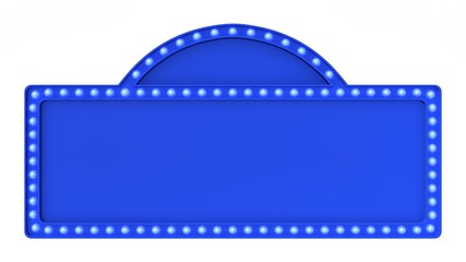 Blue Marquee light board sign retro on white background. 3d rendering