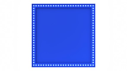 Blue Marquee light board sign retro on white background. 3d rendering