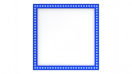 Blue Marquee light board sign retro on white background. 3d rendering