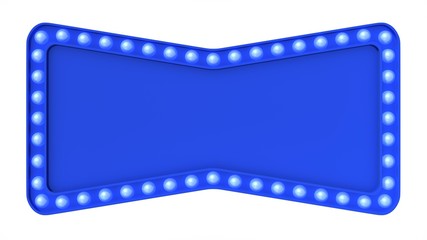 Blue Marquee light board sign retro on white background. 3d rendering