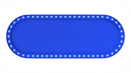 Blue Marquee light board sign retro on white background. 3d rendering