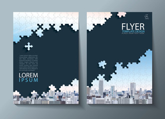 Annual report brochure, flyer design, Leaflet cover presentation abstract flat background, book cover templates, Jigsaw puzzle image.
