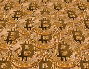 Bitcoins mockup pattern, cryptocurrency and isolate concept