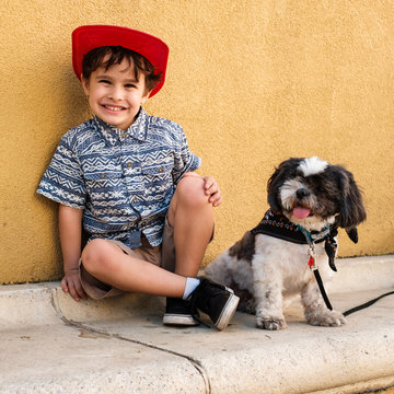 Cute Boy With His Dog