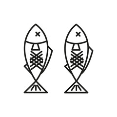 Grilled Fish Adventure Thin Line Icon Symbol Illustration Design