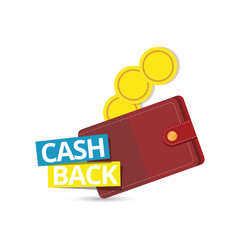vector cash back icon with golden coins and wallet isolated. cashback or money refund label for banners and web sites
