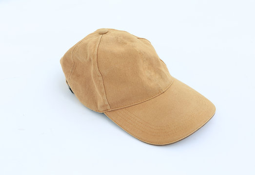 Brown cap isolated on White Background. Sports hat.

