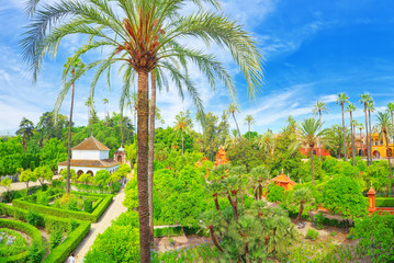 Fototapeta premium Panoramic view of big and beautiful garden - Gardens of Royal Al