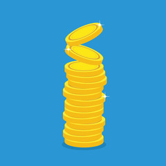Blank Gold Coin stacks in white background