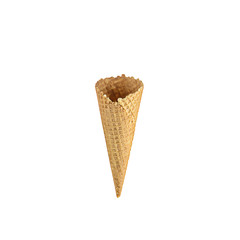 empty ice cream cone isolated on white background