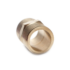 Brass Fittings for Steel Pipe isolated on white background.