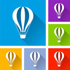 hot air balloon icons with shadow