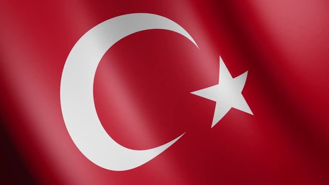 Flag of Turkey with fabric texture, seamless loop