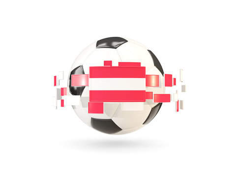 Soccer ball with line of flags. Flag of austria