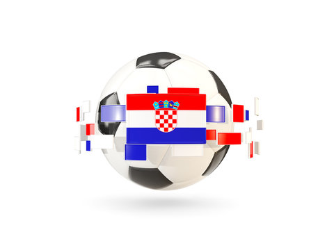 Soccer ball with line of flags. Flag of croatia