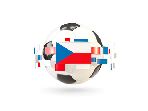 Soccer ball with line of flags. Flag of czech republic