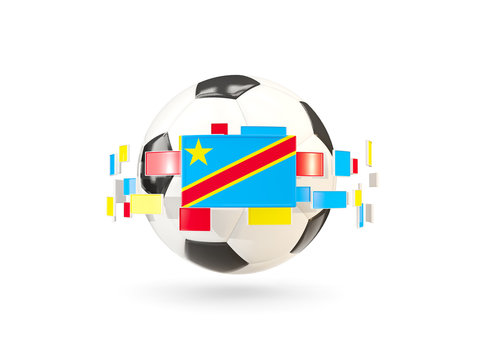 Soccer ball with line of flags. Flag of democratic republic of the congo