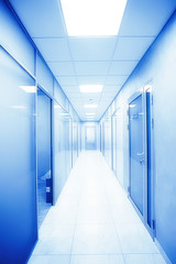 modern medical clinic, bright blurred background, corridor, spacious modern medical facility, hospital new