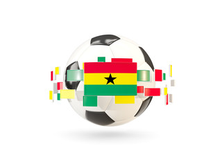 Obraz premium Soccer ball with line of flags. Flag of ghana