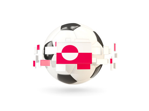 Soccer ball with line of flags. Flag of greenland