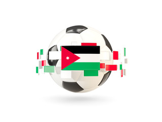 Soccer ball with line of flags. Flag of jordan