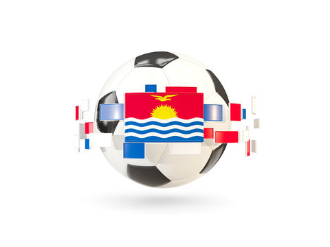 Soccer ball with line of flags. Flag of kiribati
