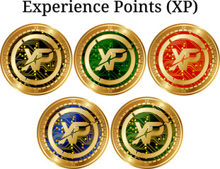 Set of physical golden coin Experience Points (XP)