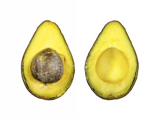 avocado real shiny and moist texture cut half isolated