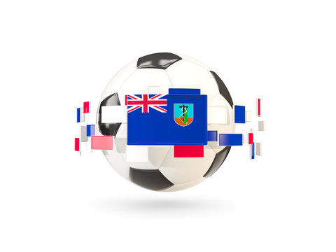 Soccer ball with line of flags. Flag of montserrat