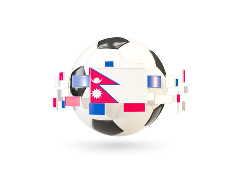 Soccer ball with line of flags. Flag of nepal