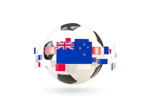 Soccer ball with line of flags. Flag of new zealand