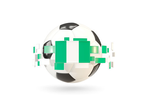 Soccer ball with line of flags. Flag of nigeria
