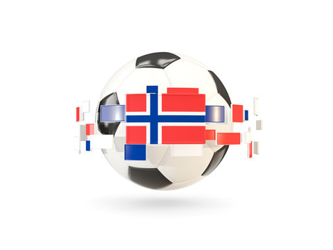 Soccer ball with line of flags. Flag of norway