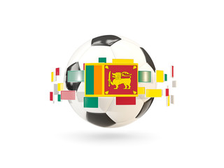 Soccer ball with line of flags. Flag of sri lanka