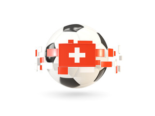 Soccer ball with line of flags. Flag of switzerland