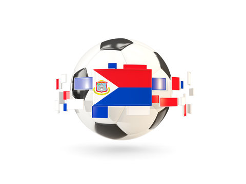 Soccer ball with line of flags. Flag of sint maarten