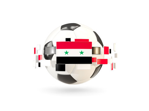 Soccer ball with line of flags. Flag of syria