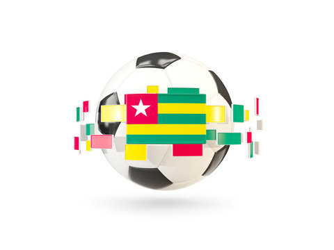 Soccer ball with line of flags. Flag of togo