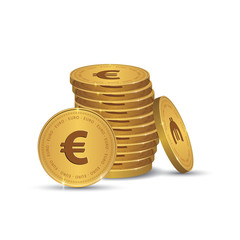 Financial growth concept with golden coin Euro. Stack of Euro Golden Coin.