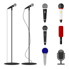 Microphones, a set of microphones. Standing microphone.