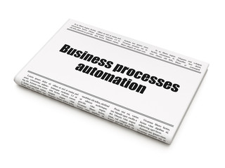 Finance concept: newspaper headline Business Processes Automation on White background, 3D rendering