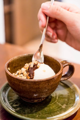 ice-cream with chocolate spread