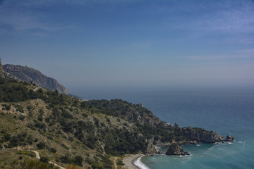 rocky coastline with cliffs in the Mediterranean Sea