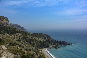 Fototapeta na wymiar rocky coastline with cliffs in the Mediterranean Sea