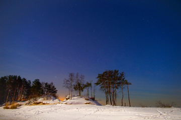 Constellations and stars in the winter sky of the northern hemisphere